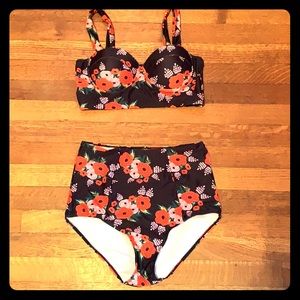 Floral, high waisted bikini
